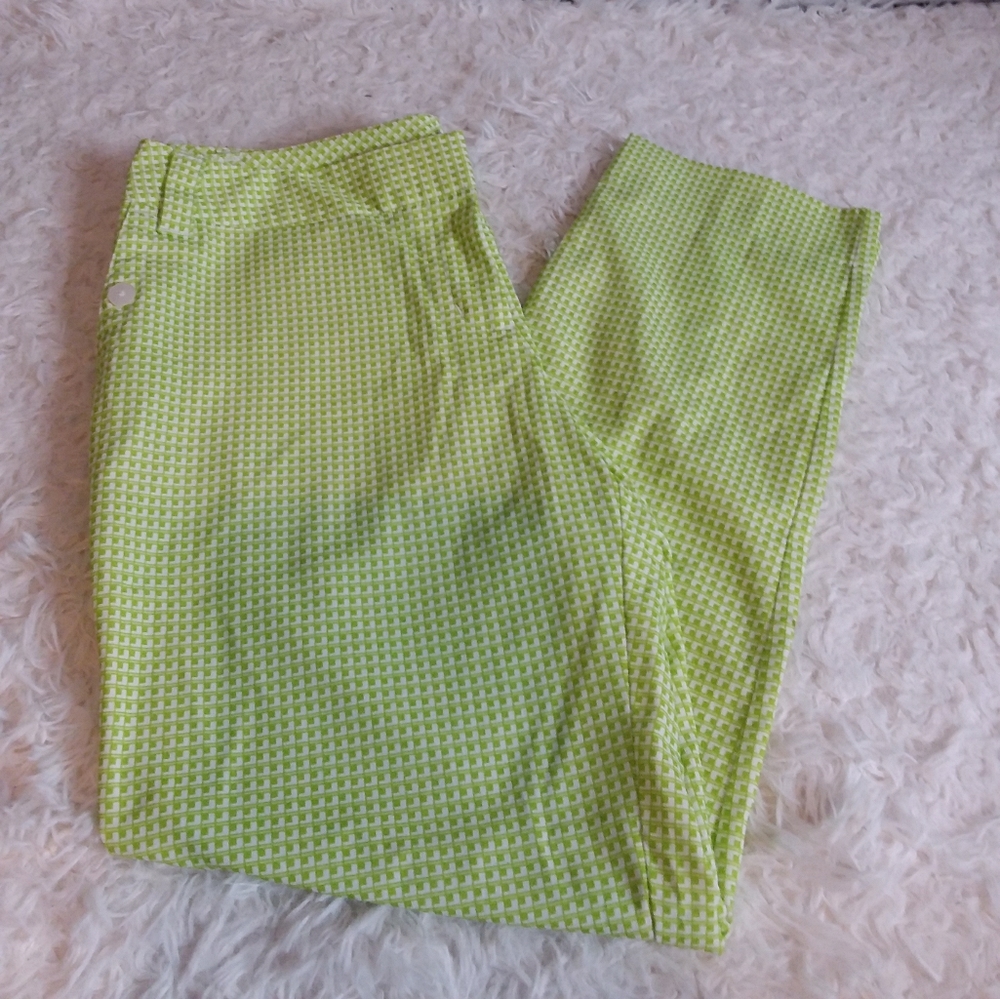 Adidas green checked golf pants size 10